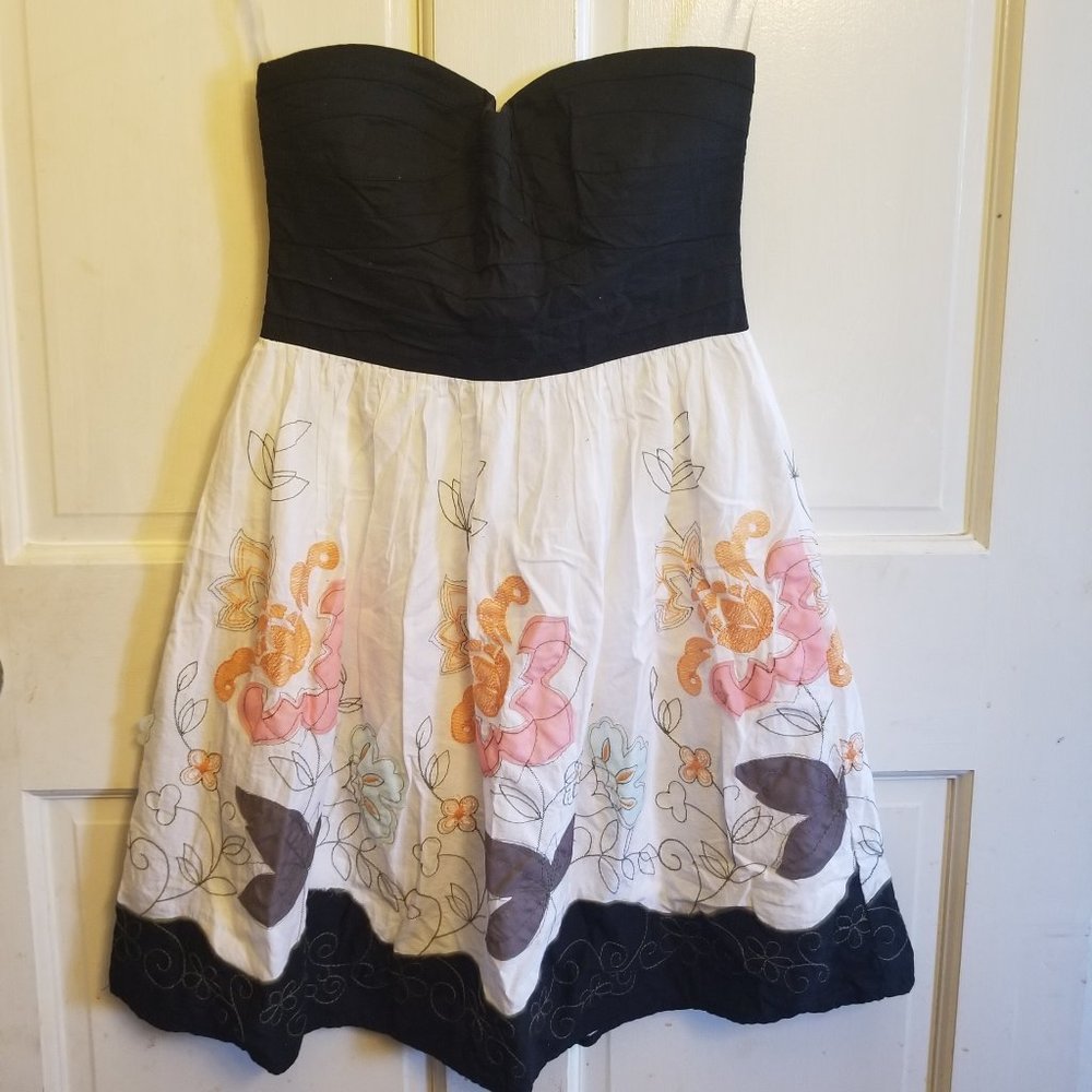 Strapless black and floral dress